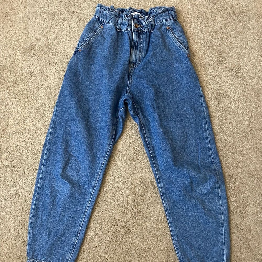 Zara Barrel High-Waist Blue Women’s Jeans Size 4 - Picture 1 of 6